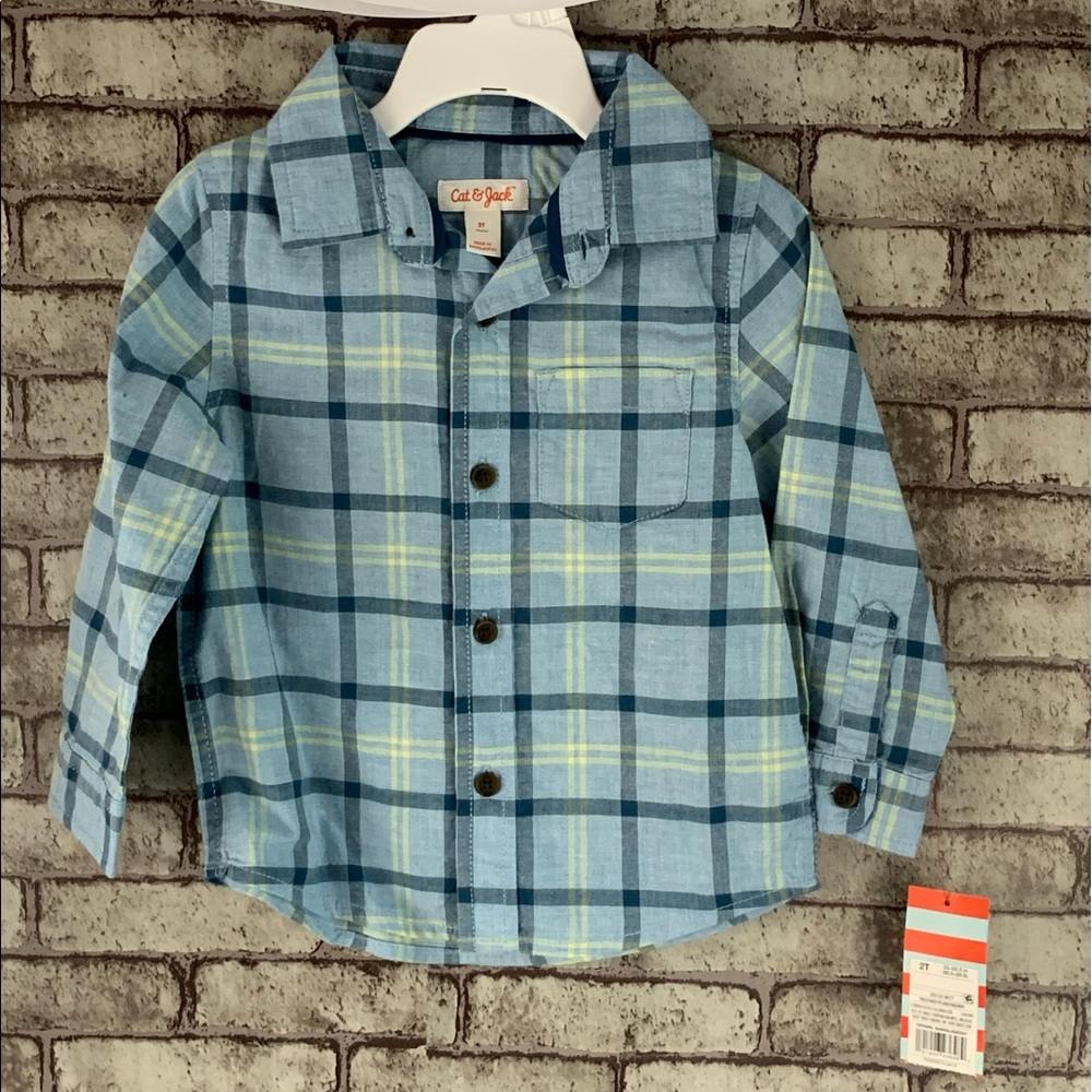 Cat & Jack NEW toddler heather plaid dress shirt